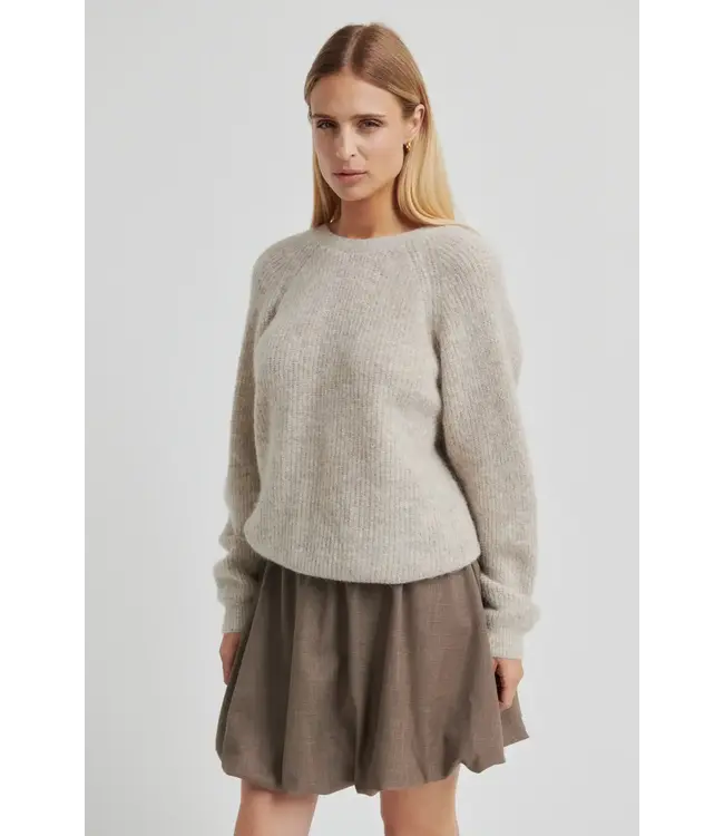 Second Female Oline mini Balloon skirt mid brown melange