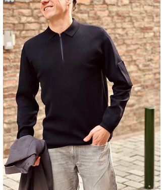 Genti Polo Zip LS 010 Navy