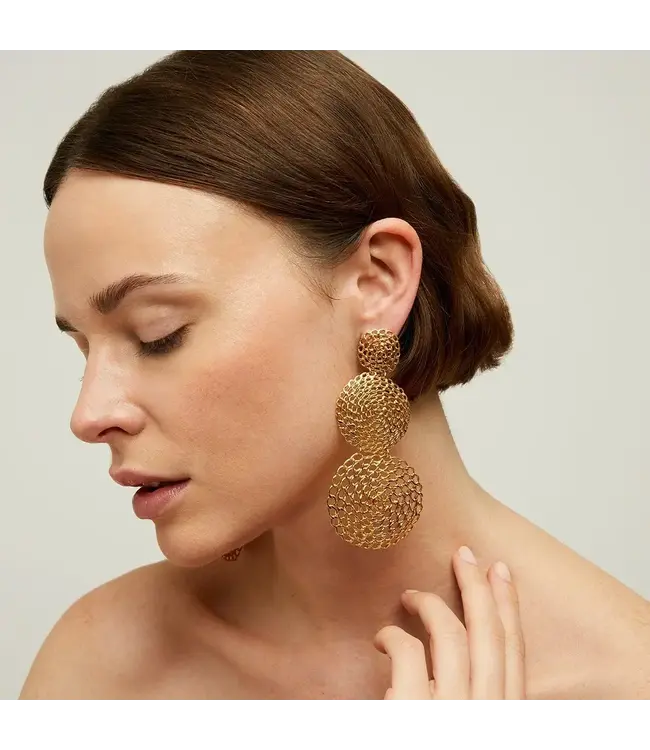 Gas Bijoux Onde gourmette double xl earrings gold