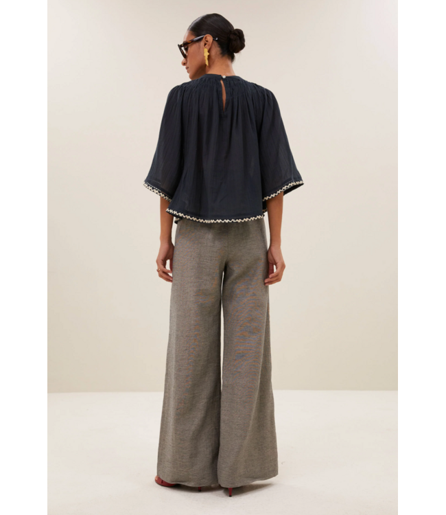 By Bar Emmi Embroidery Blouse Charcoal