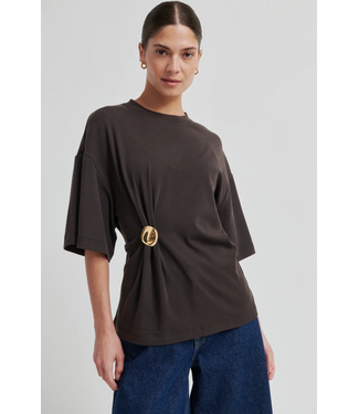 Second Female Enora Brooch Tee Chocolate Tort