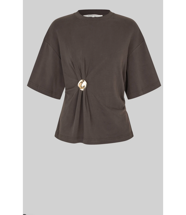 Second Female Enora Brooch Tee Chocolate Tort