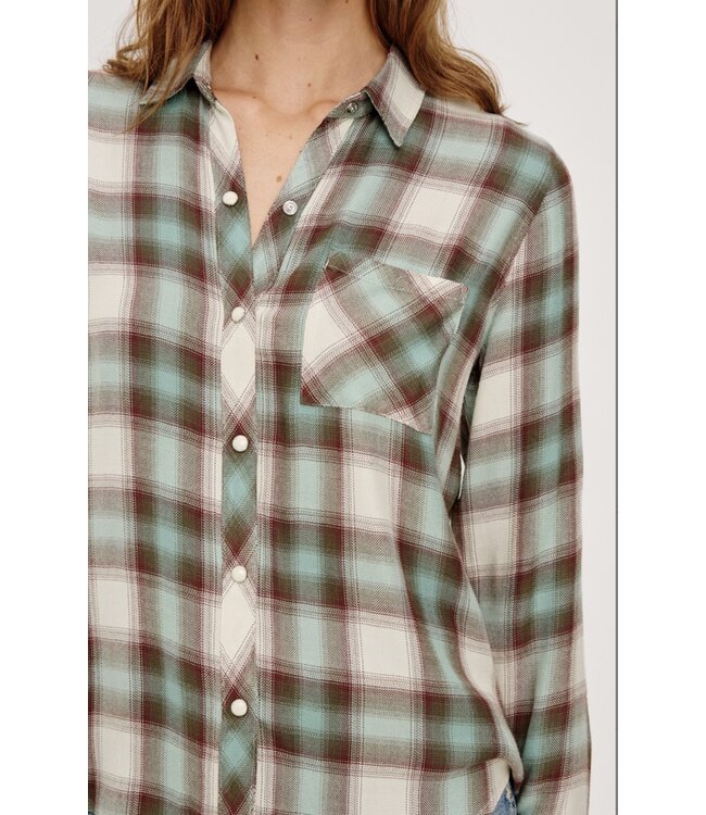 Rails Hunter birch olive teal check shirt