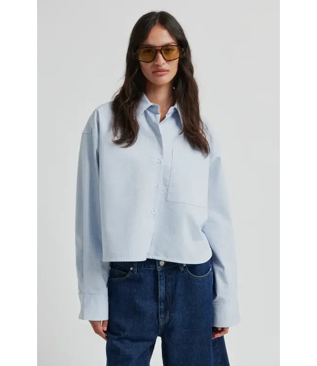 Second Female Joza cropped shirt light blue denim