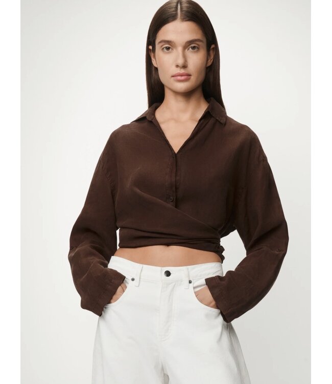 Lois Pia linen Blouse chocolate