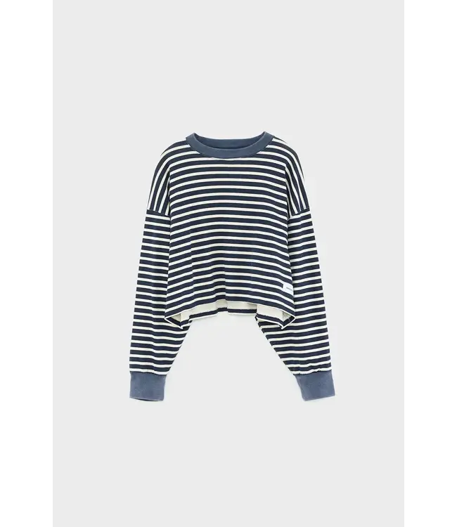 Bellerose Franto Longsleeve White Navy Stripe