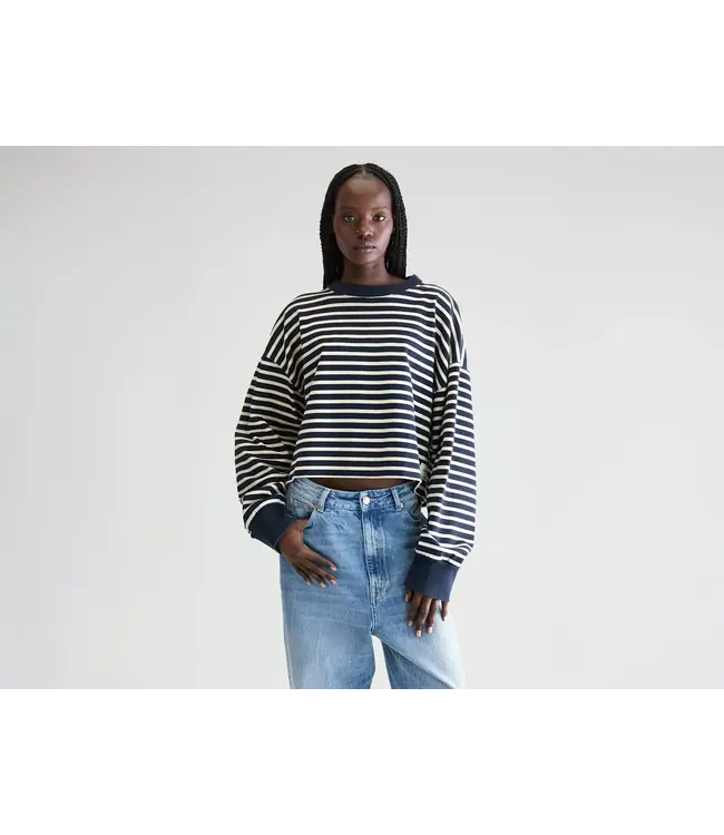 Bellerose Franto Longsleeve White Navy Stripe