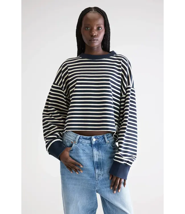 Bellerose Franto Longsleeve White Navy Stripe