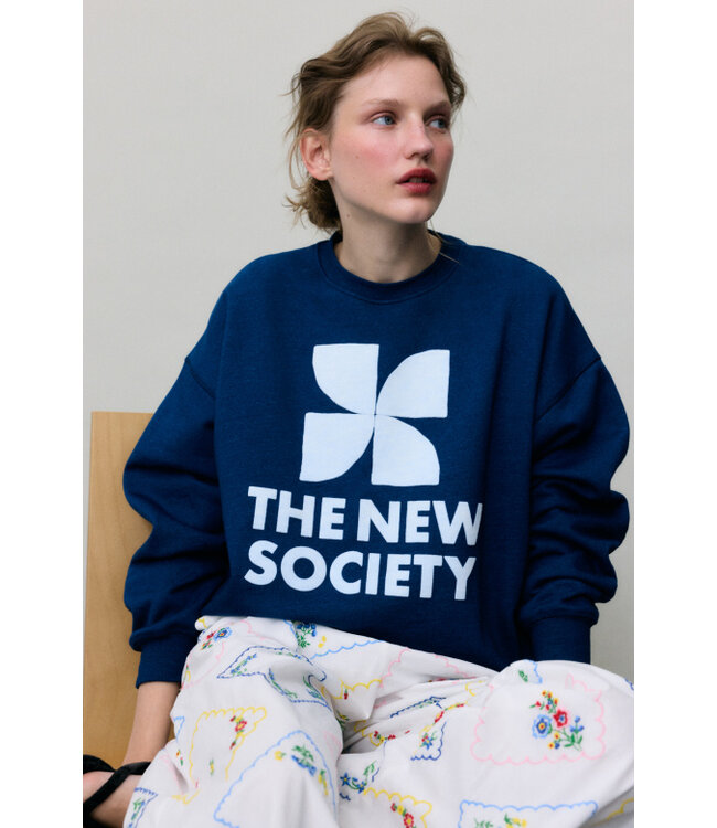 The New Society Logo Sweatshirt Ocean Indigo