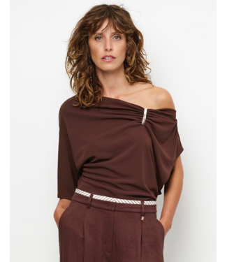 Dante 6 Gou Embellished Drapey Top Chocolate brown
