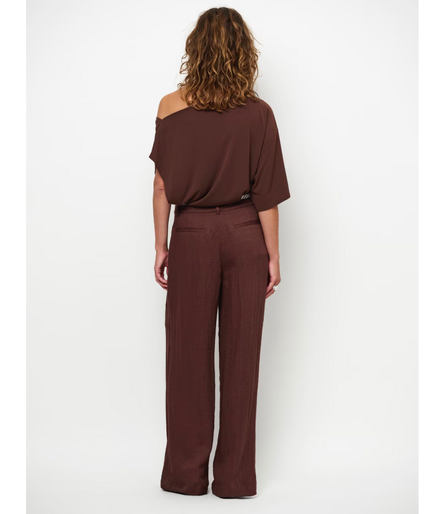 Dante 6 Gou Embellished Drapey Top Chocolate brown