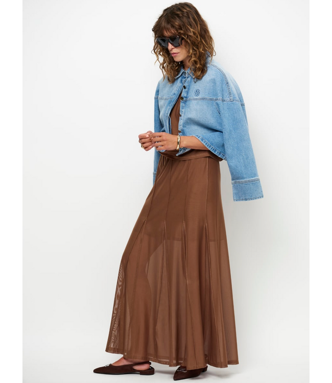 Dante 6 Sollis Mesh Wide Maxi Skirt Mocca