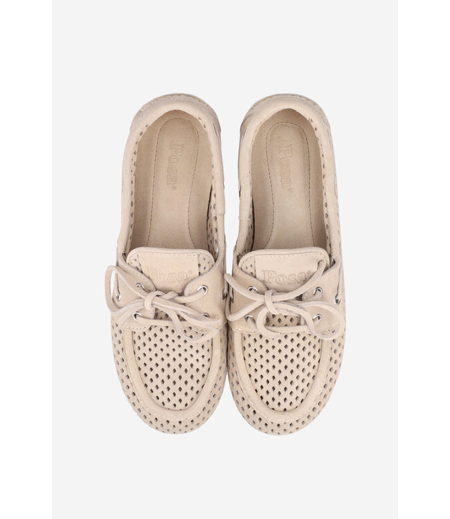Posa Boat Loafer perforated taupe