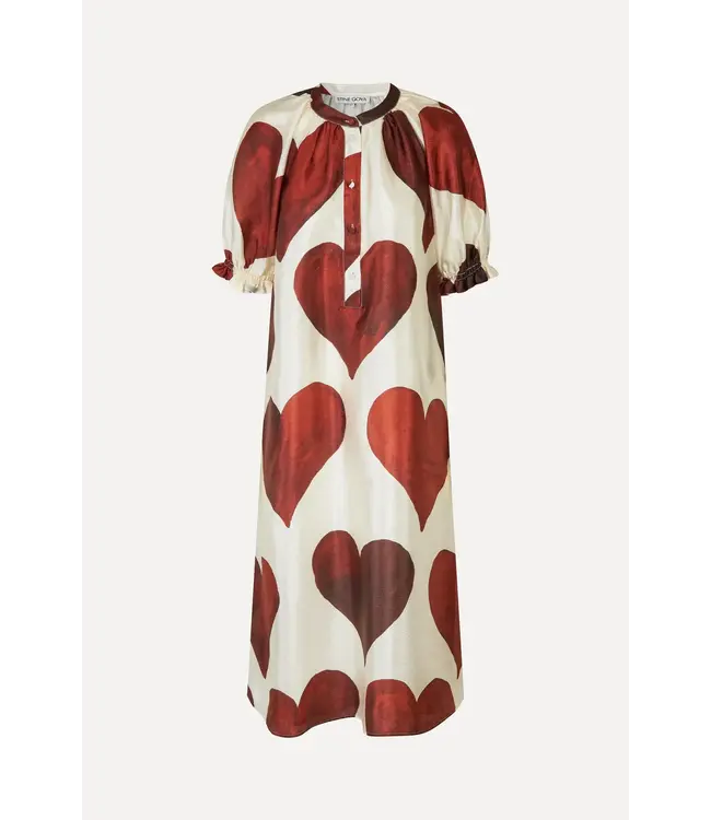 Stine Goya FRONT PLACKET LONG DRESS - HEARTS