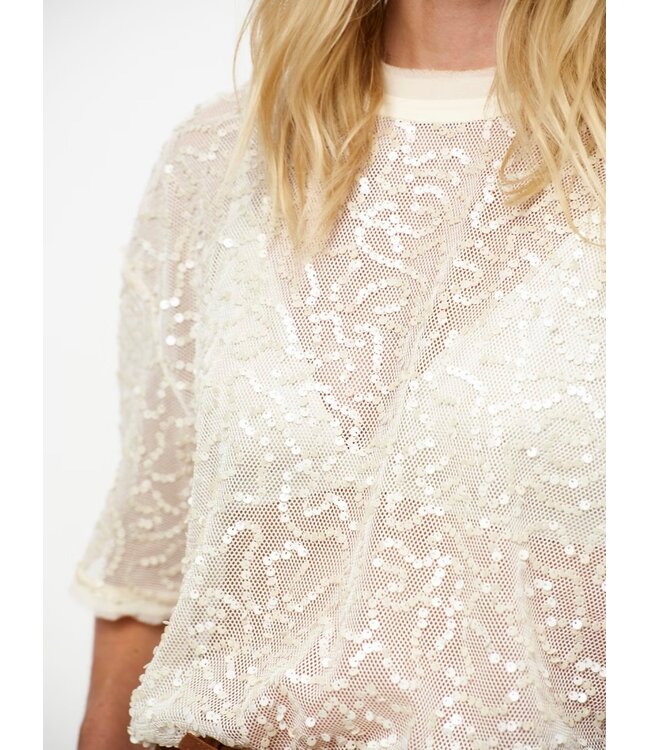 Dante 6 Zaira sequins top creme