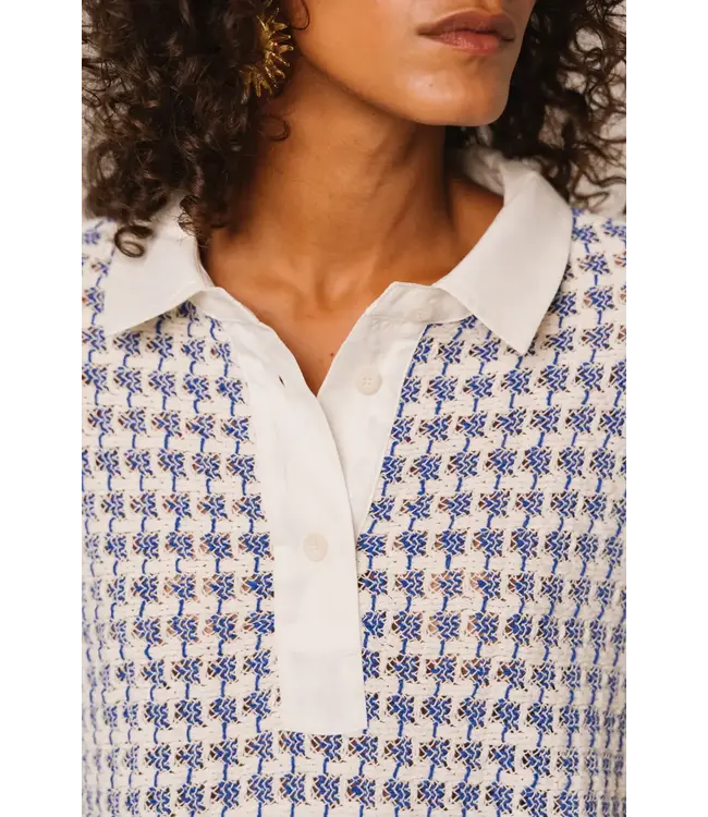 Sacrecoeur Collection Thais polo Zephyr blue white