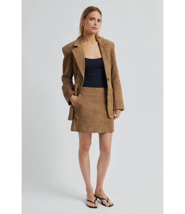 Second Female suellen mini suede skirt petrified oak