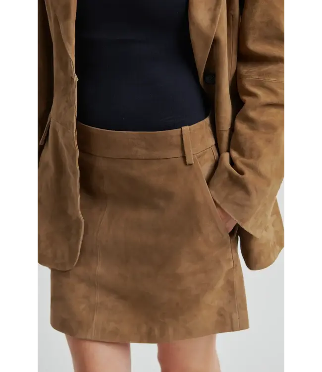Second Female suellen mini suede skirt petrified oak