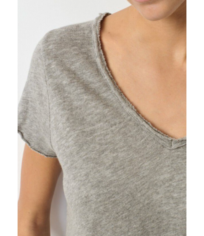 American Vintage Sonoma T-shirt V-neck Gris Chine