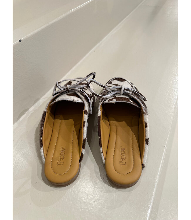 Posa Boat Loafer Mule Animal Cow
