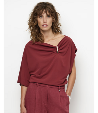 Dante 6 Gou Embellished Drapey Top Berry Red
