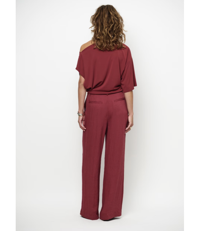 Dante 6 Gou Embellished Drapey Top Berry Red