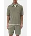 Closed Short sleeve toweling polo pebble green
