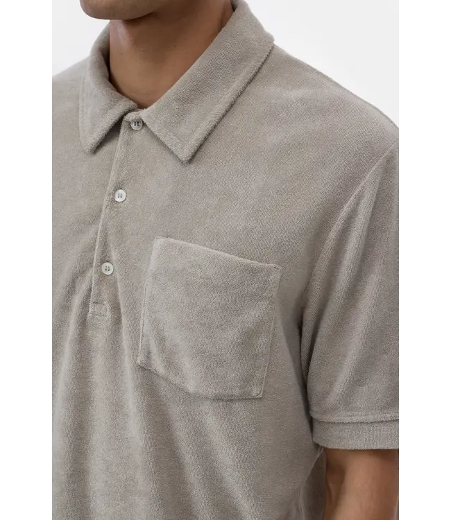 Closed Short sleeve toweling polo mud grey
