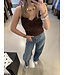 Closed V Neck strap top Brown