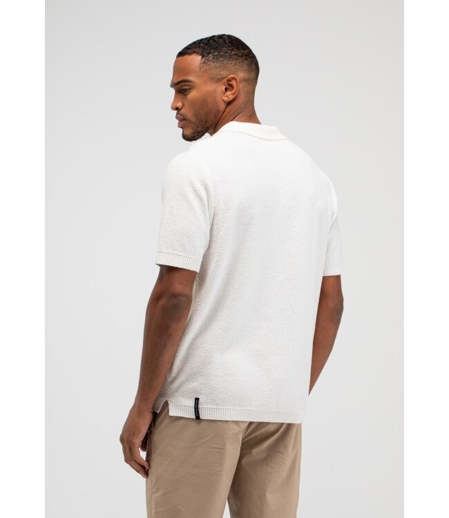 Butcher of Blue Boucle Knit Polo titan white