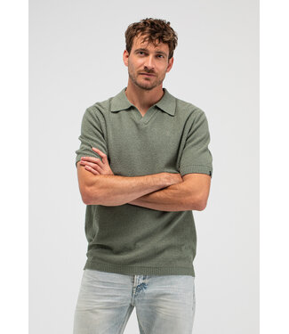 Butcher of Blue Boucle knit polo jade green