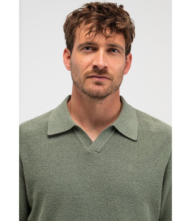 Butcher of Blue Boucle knit polo jade green