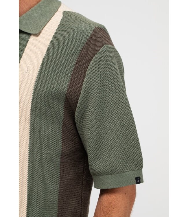 Butcher of Blue Delvin knit stripe polo jade green