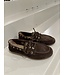 Posa Boat Loafer Suede Saddle Stitch Dark brown