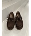 Posa Boat Loafer Suede Saddle Stitch Dark brown