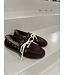 Posa Boat Loafer Suede Saddle Stitch Dark brown