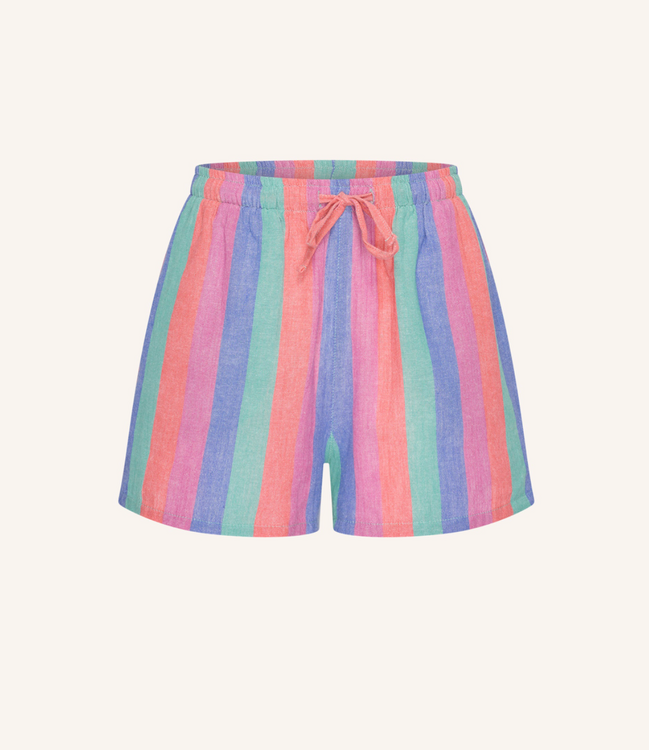 By Bar Isa Rainbow Stripe Shorts