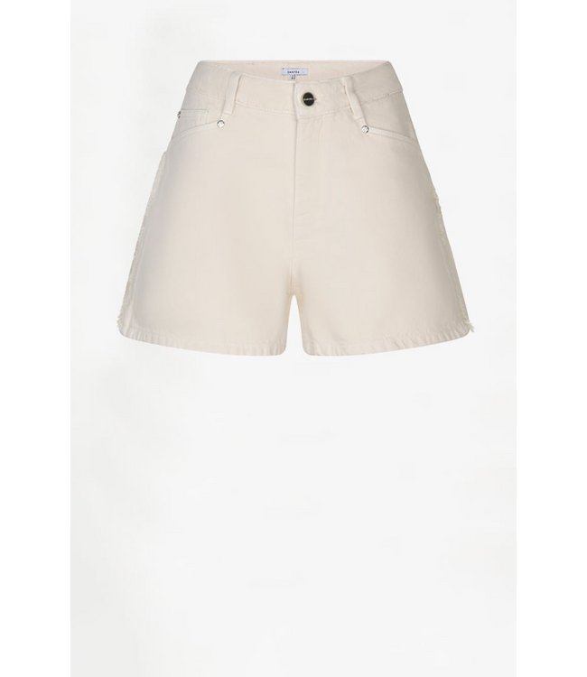 Dante 6 Menton Fringed Denim Shorts Off-White