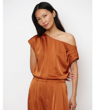 Dante 6 Roam Satin Drapey Top Sunset Orange