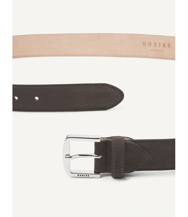 Nubikk James belt dark grey suede