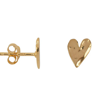 Betty Bogaers Hammered Heart Stud Earring Gold (one piece)