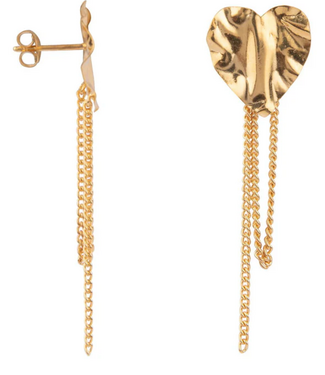 Betty Bogaers Heart Chain Stud Earring Gold (one piece)