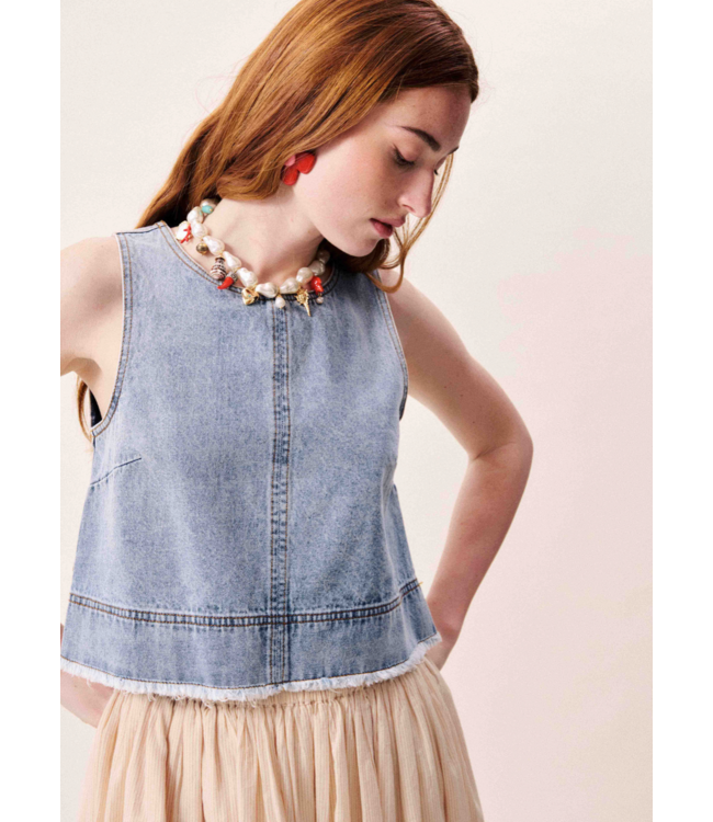 FRNCH Aqualina Top blue jean