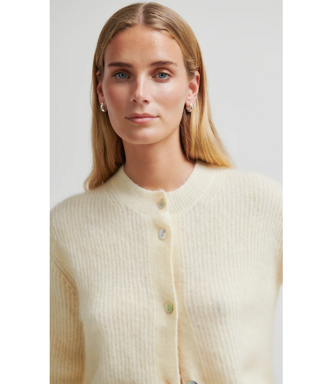 Second Female Andrea Knit Rib Cardigan Alabaster Gleam