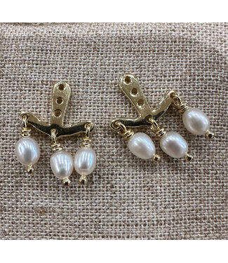 Betty Bogaers Copy of Bird pearl Earring gold