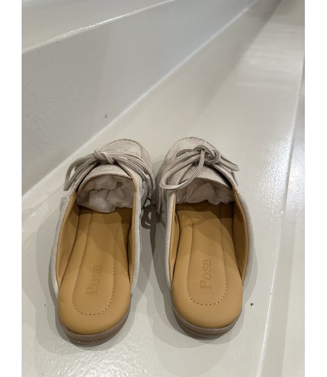 Posa Boat Loafer Mule Suede Light taupe