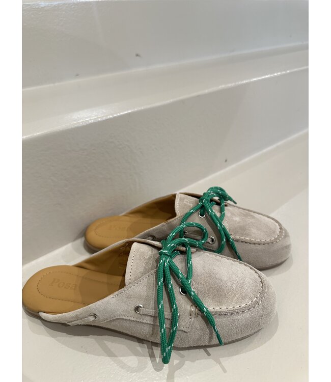 Posa Boat Loafer Mule Suede Light taupe