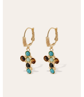 Gas Bijoux Tao Cruzita earring Turqoise Tyger Eye