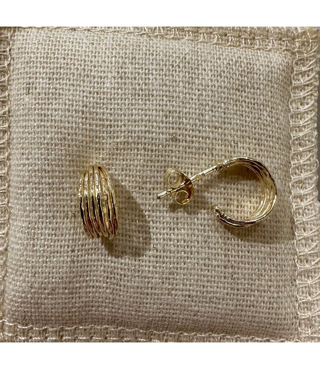 Betty Bogaers Hammered Multiple Hoop Small Gold