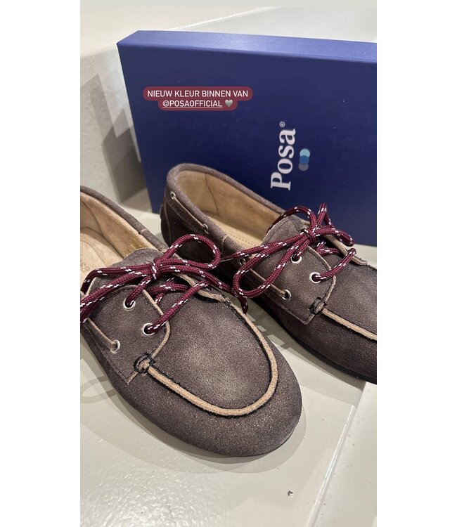 Posa Boat Loafer Brushed Suede Daytona Grey